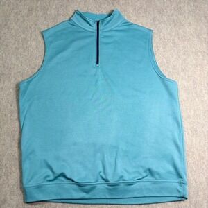 Peter Millar Vest Mens L Blue Polyester Quarter Zip Golf Crown Sport Performance